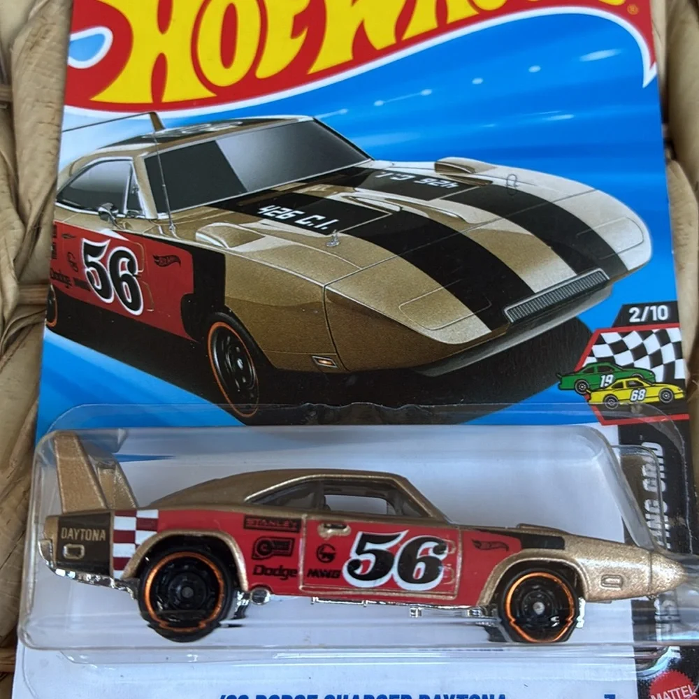 1969 Gold Dodge Charger Daytona Hot Wheels Race Car Racer 56 HotWheels New 2026